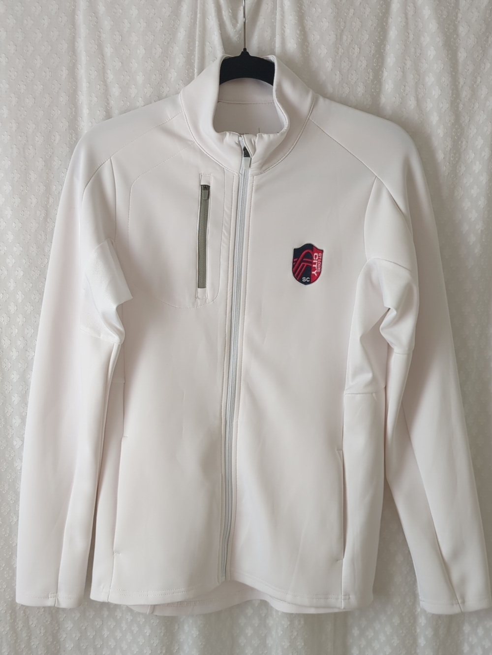 Antigua STL CITY Soccer White Zip-Front Jacket, Women's M Like New